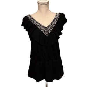 White House black market black embellished blouse, small